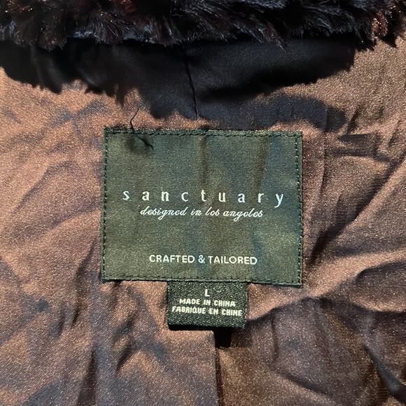 Sanctuary merlot Faux Fur Jacket With Pockets - Size L  - NWOT - Picture 10 of 11